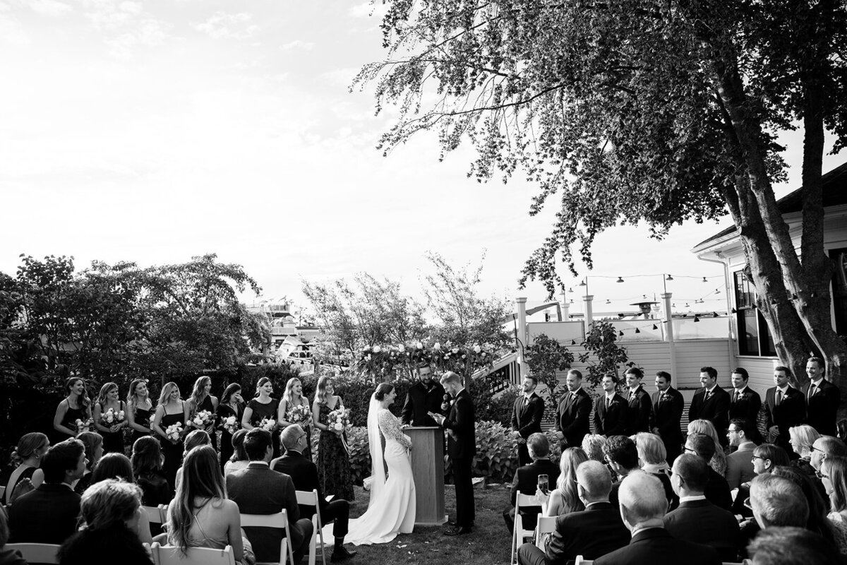 Couple during ceremony at Roche Harbor Resort San Juan Island