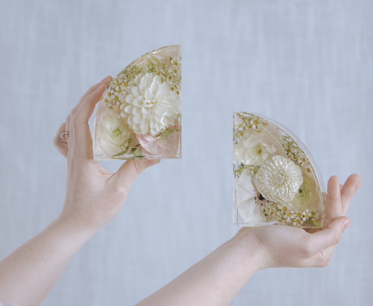blush pink wedding bouquet preserved in resin