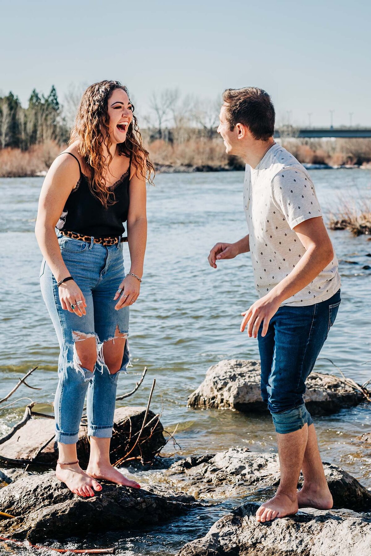 Missoula couple having fun at Caras Park, along Clark Fork River