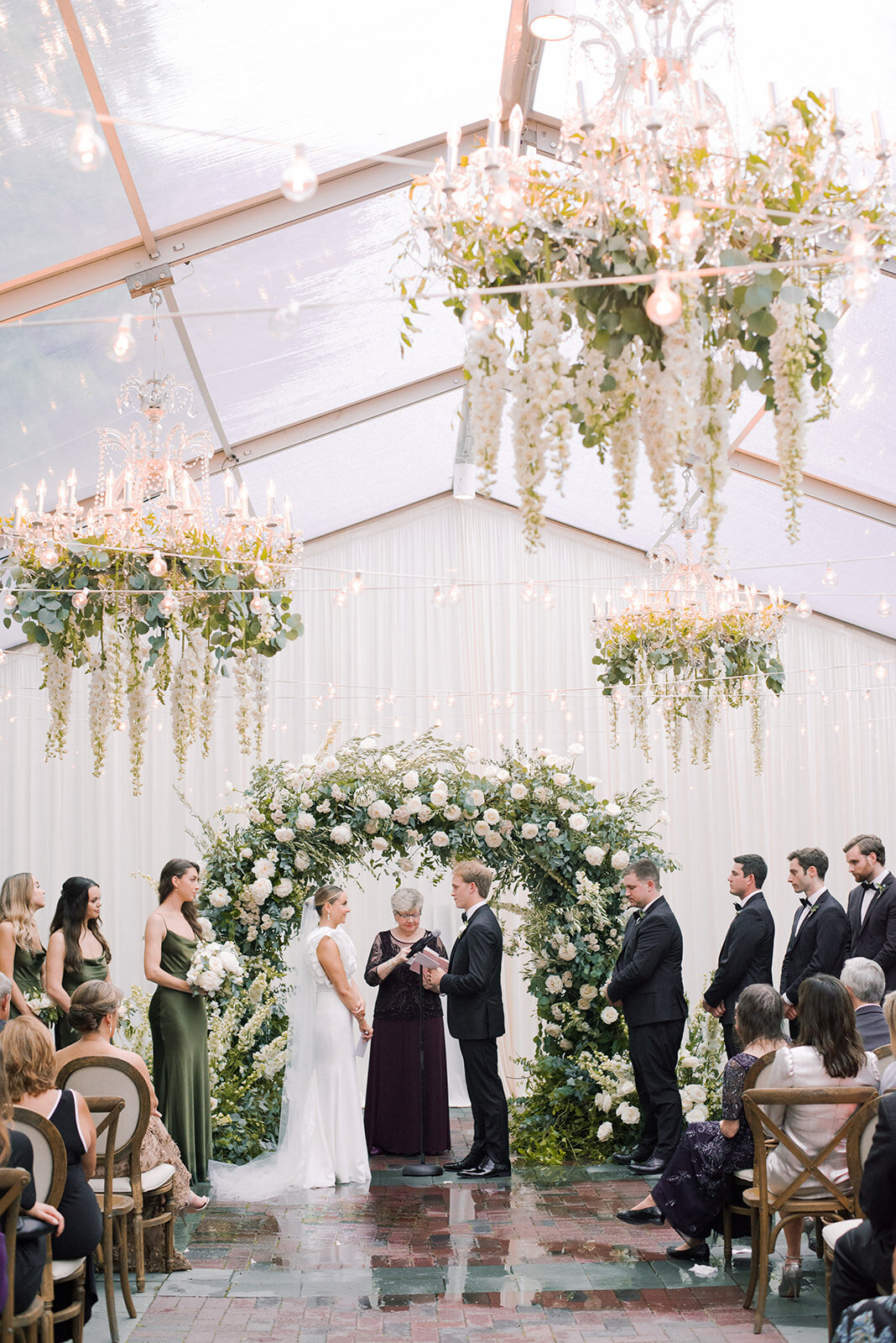 Chicago Illuminating Co. Tent Wedding with Lush Floral Arch_65