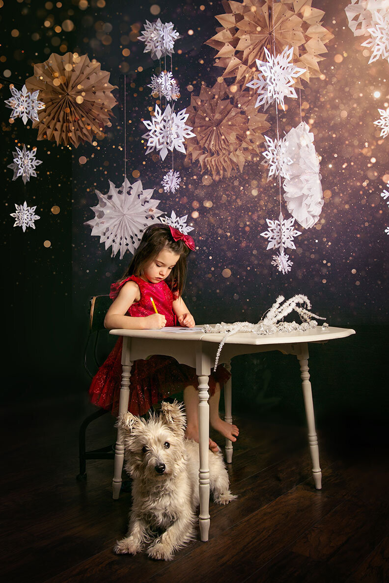 2-girl-santa-letter-snowflakes-dreaming-boy-westie-dog-vintage-heirloom-colorado-child-photograher-fine-art