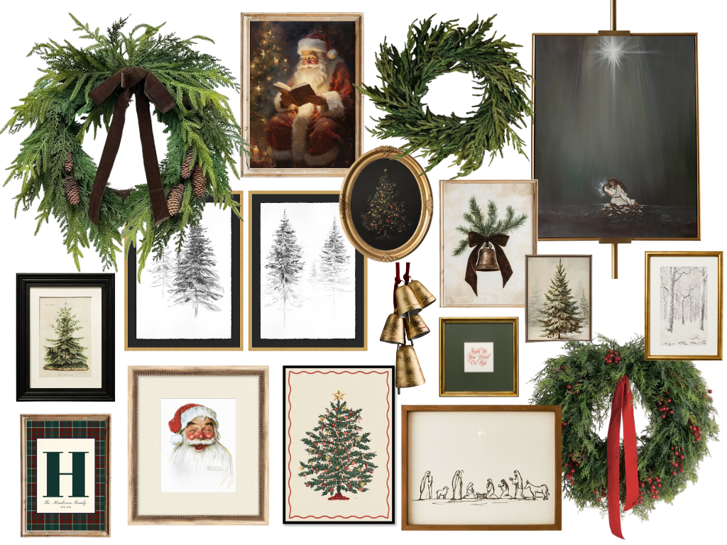 Mood board for a cozy living room