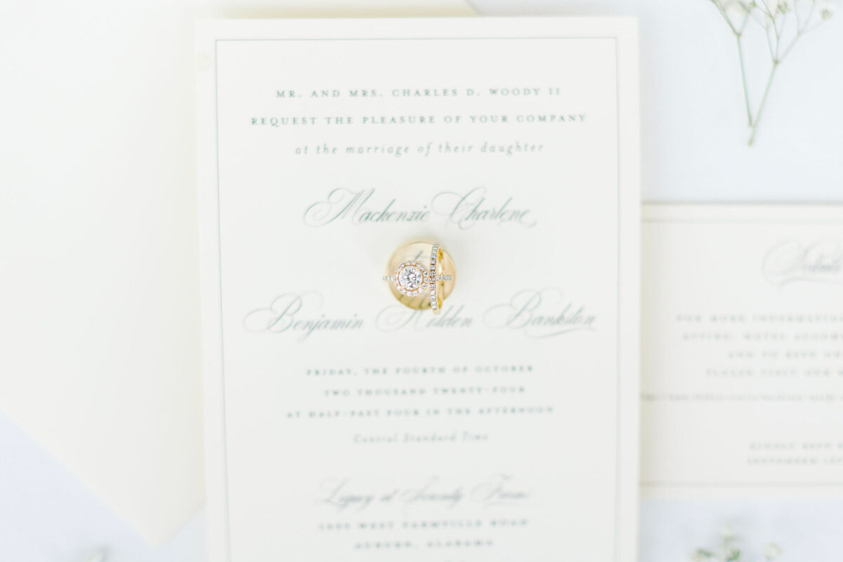 Rings and invitations for a wedding