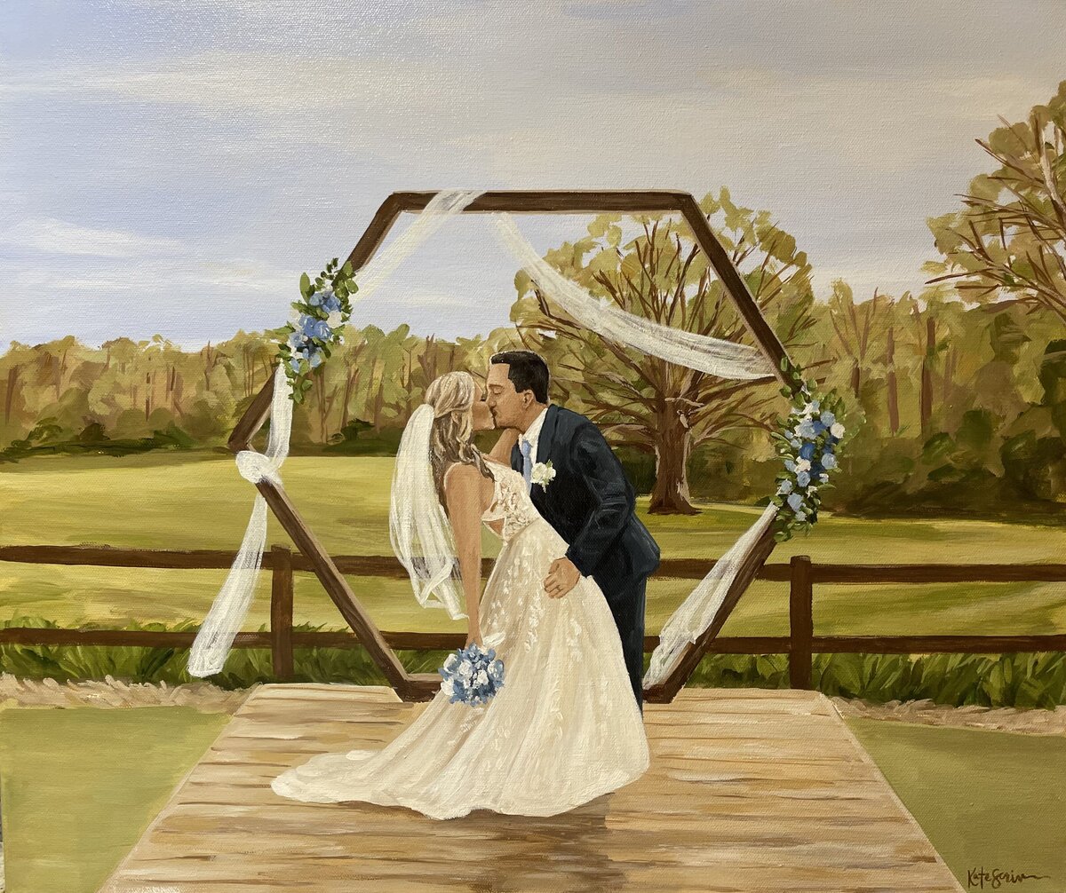painting of bride and groom