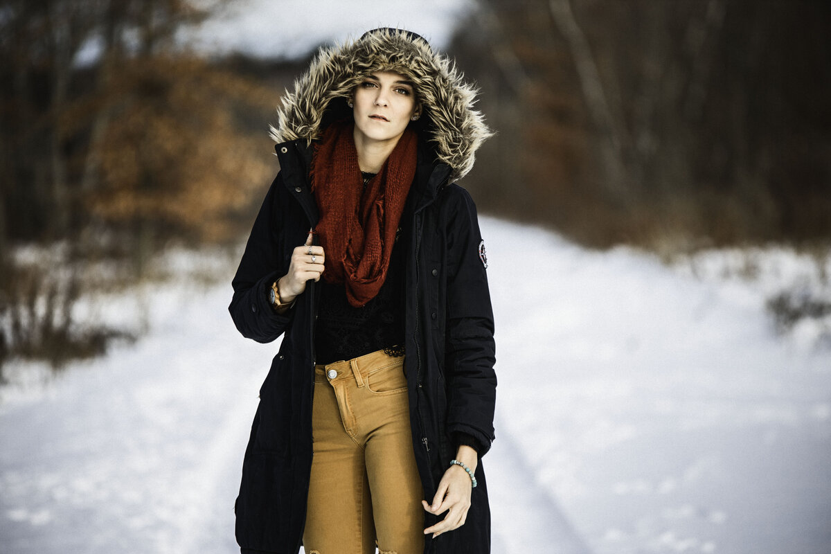 Empowering snow portrait photos