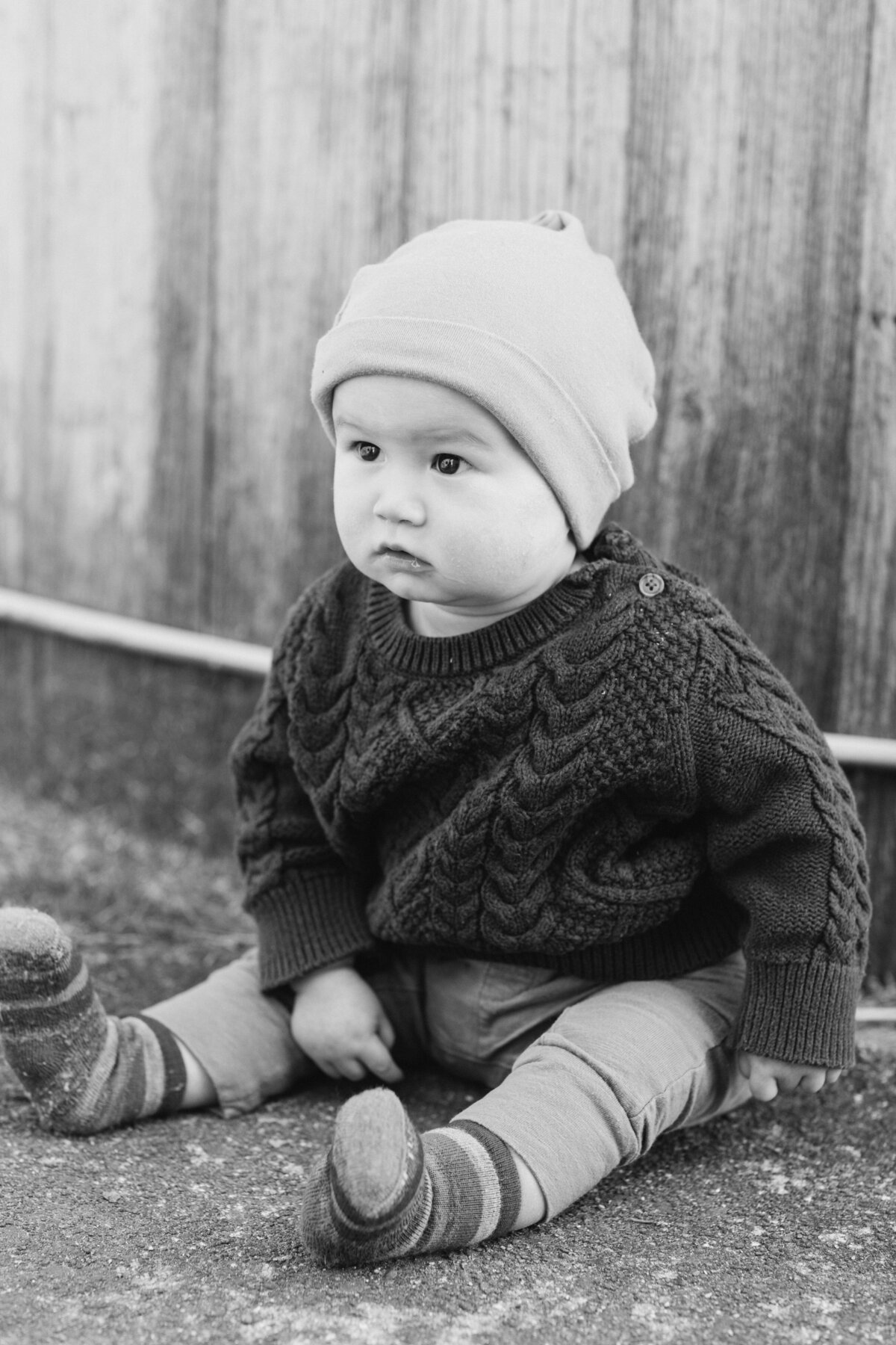 black and white photo of child by new hampshire family photographer