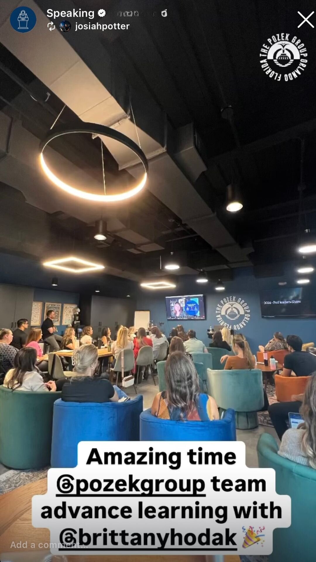 Instagram Story from a Real Estate group who had an amazing time learning from Brittany Hodak