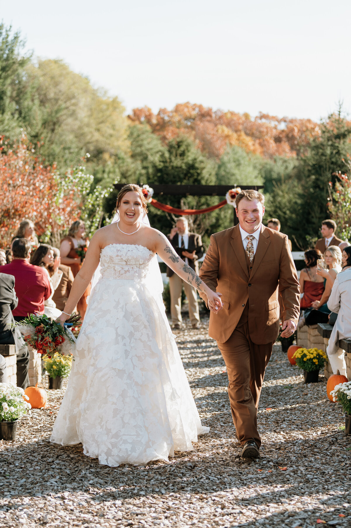 Bride walking down outdoor aisle South Bend