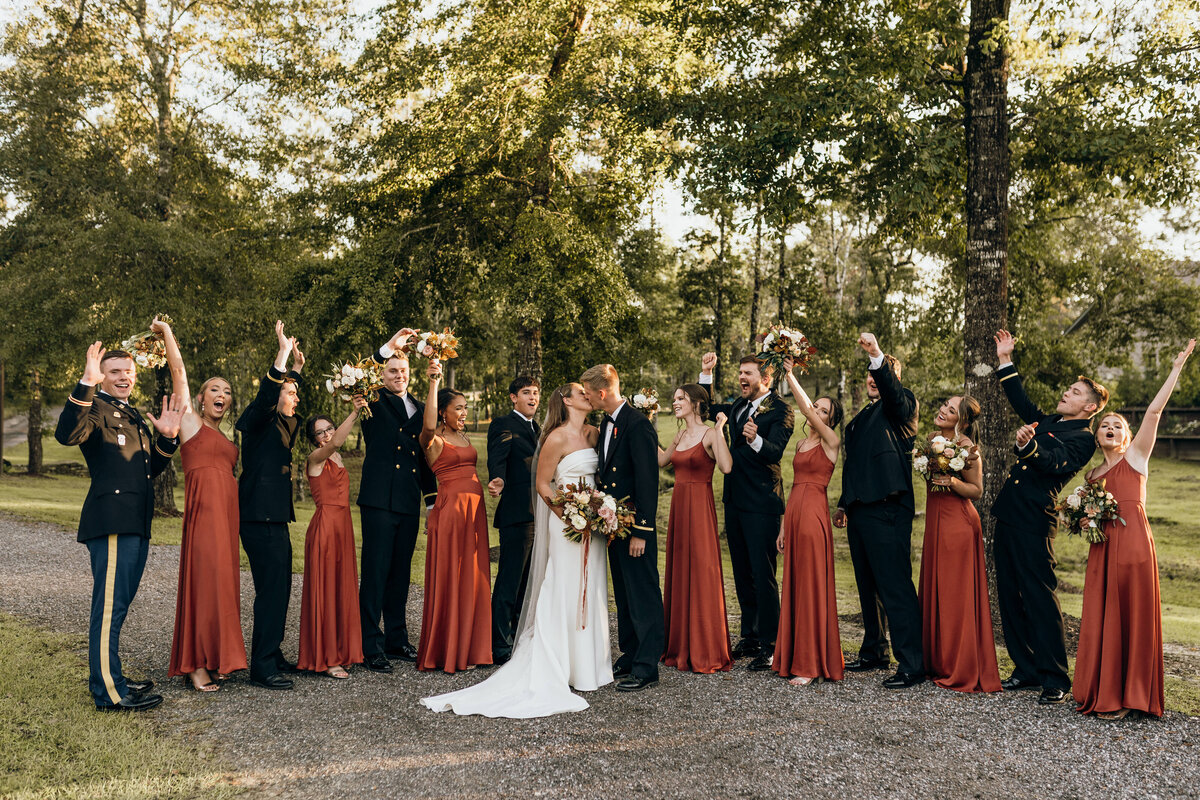 bridal party on gravel path