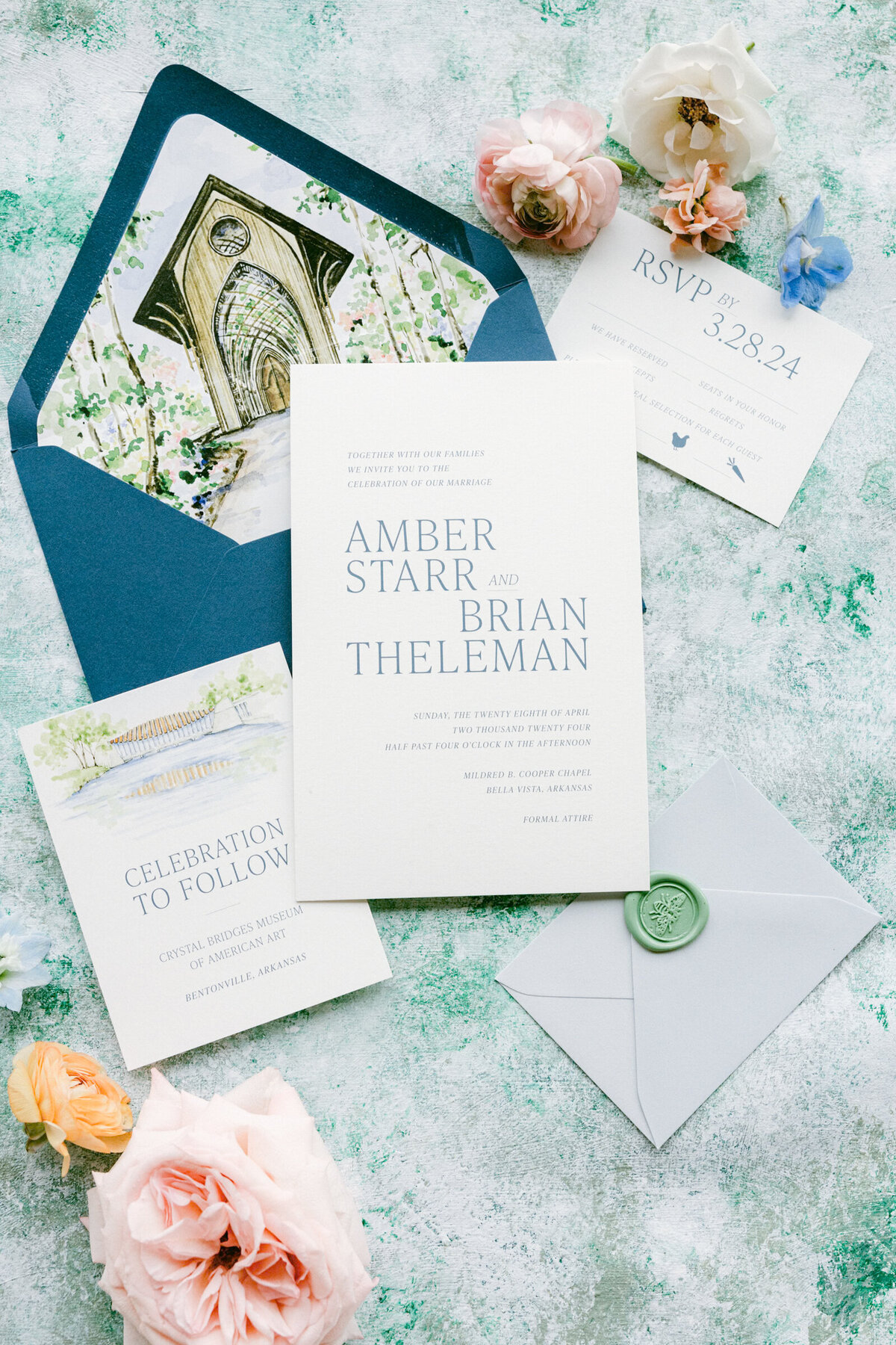 A wedding day photo of the brides wedding invitation.