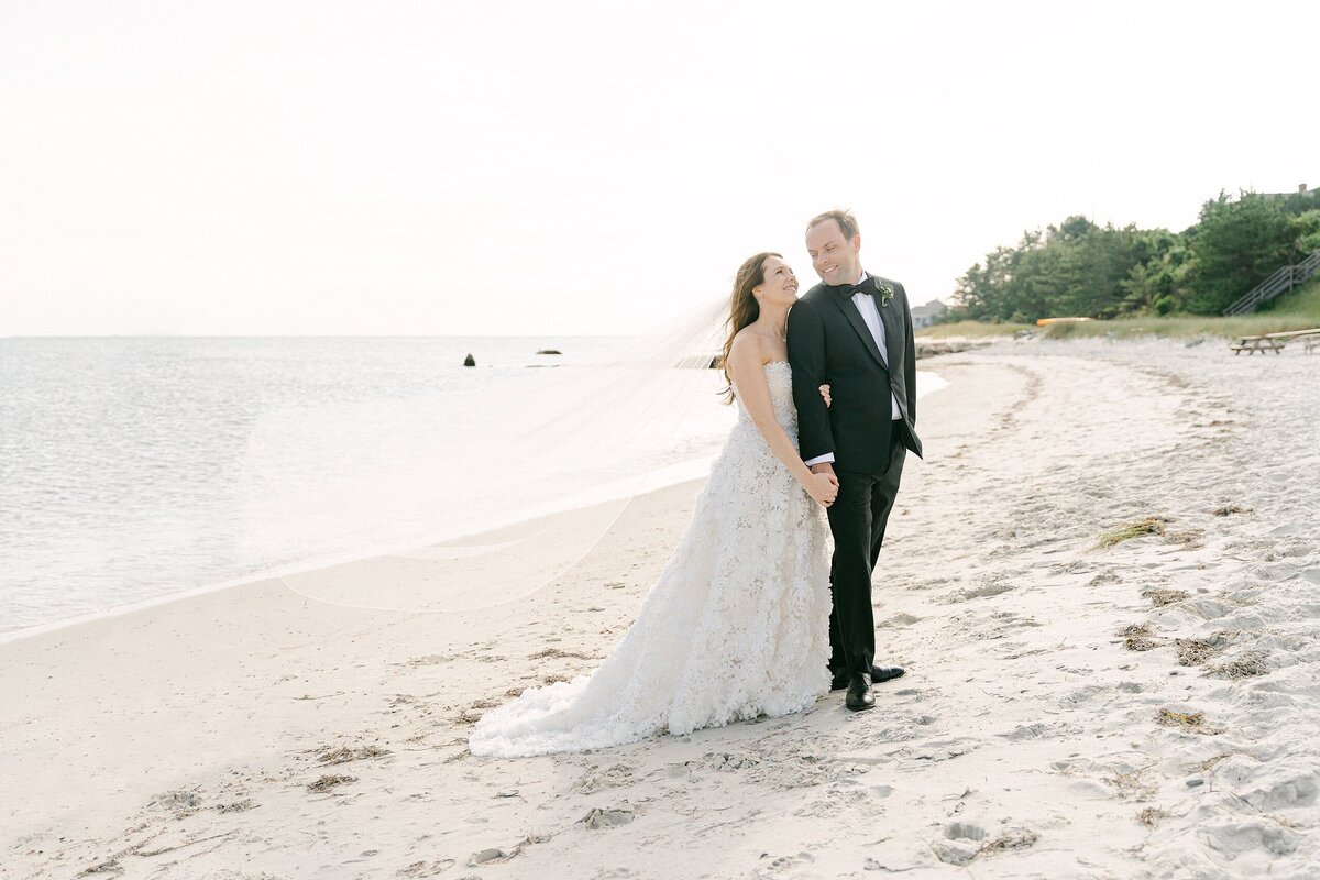Bride and Groom on the beach in Hyannis Port for a Cape Cod wedding