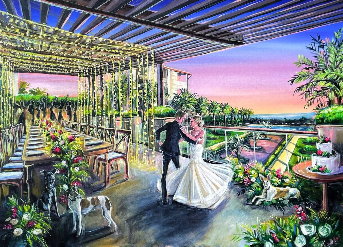 Live Wedding Painting reception at Hotel Riviera Maya - Freedman - Unico2087