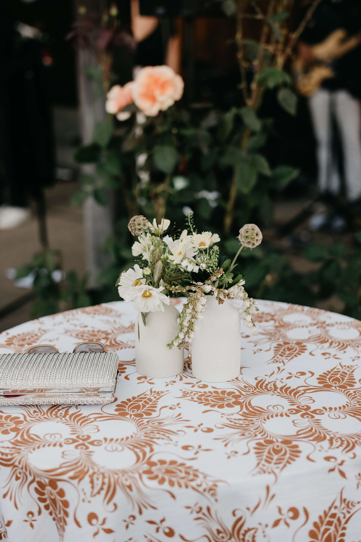 Sonoma Private Estate Wedding cocktail table pattern linen mustard