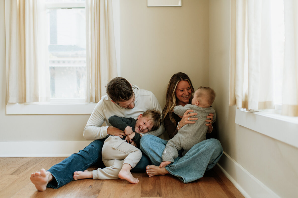 Indoor family session with toddler South Bend