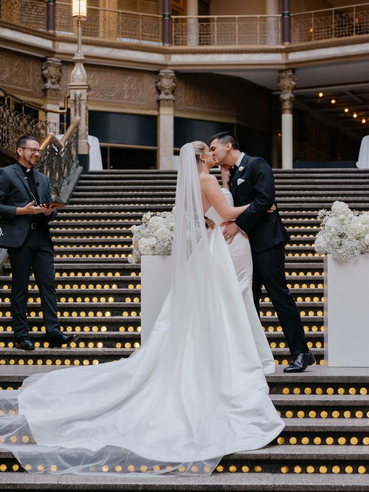 Wedding ceremony under glass ceiling at The Arcade Cleveland