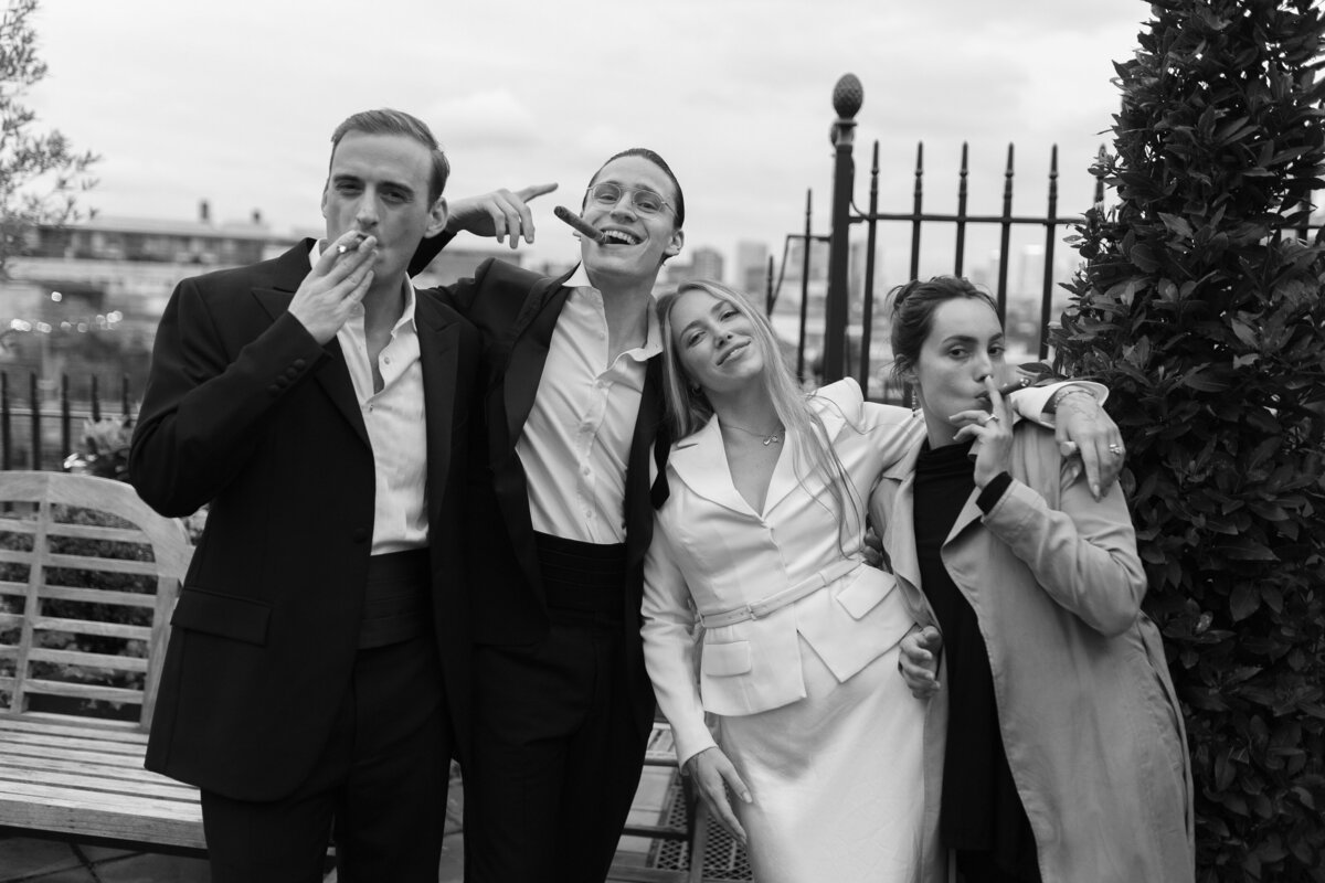 Group portrait at London elopement