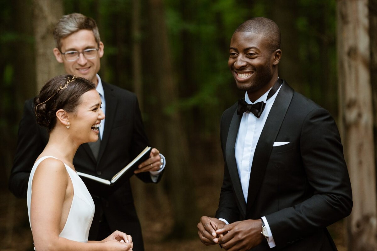 bride and groom laughing catskills wedding planner carey institute wedding canvas weddings