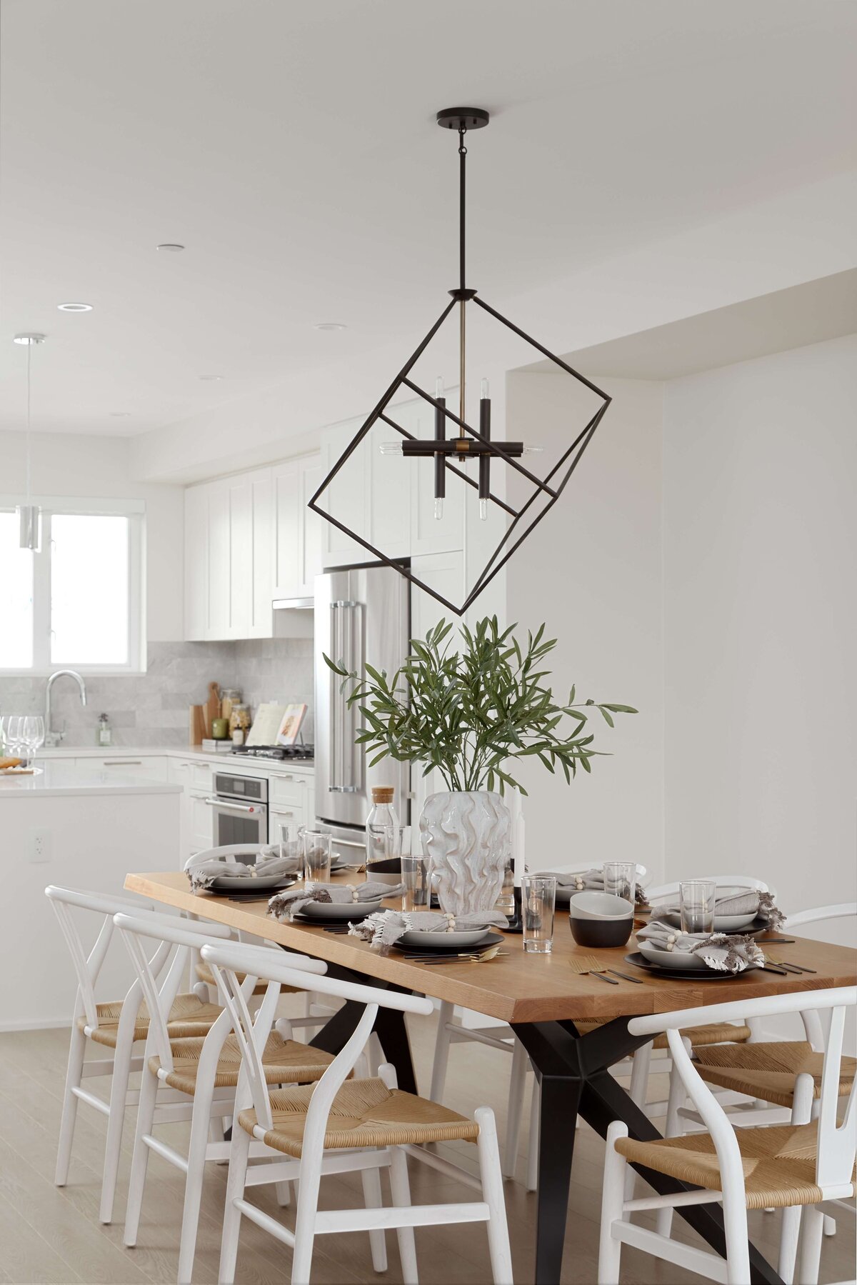 All whitBeachy casual dining room at Tsawwassen Landing display suite