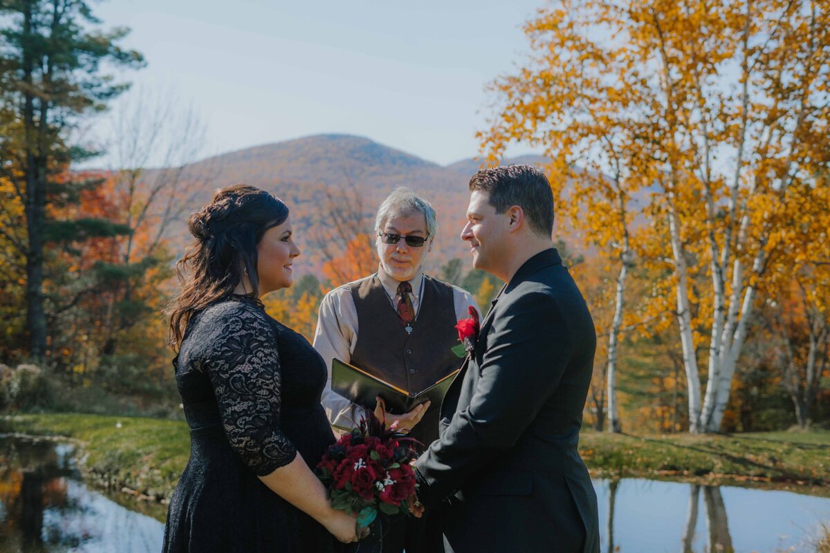 private elopement in vermont in front of the mountains