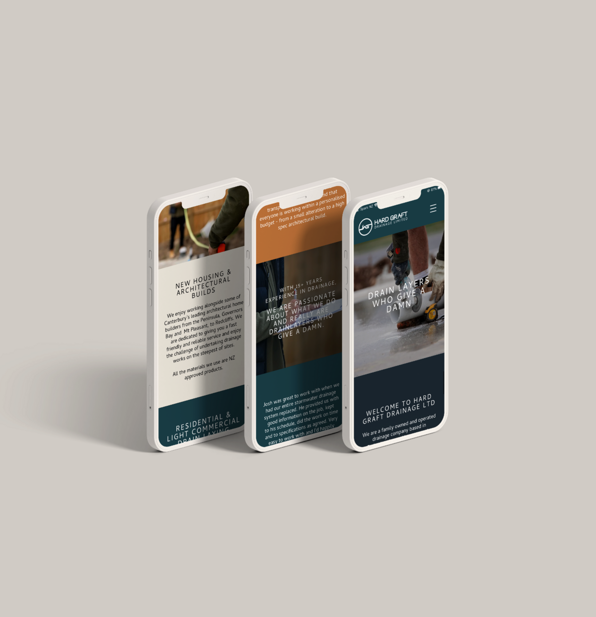 Hard Graft Drainage brand design and website design