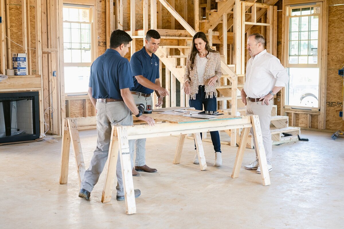 Homebuilders meeting  together to plan the finishes of a home