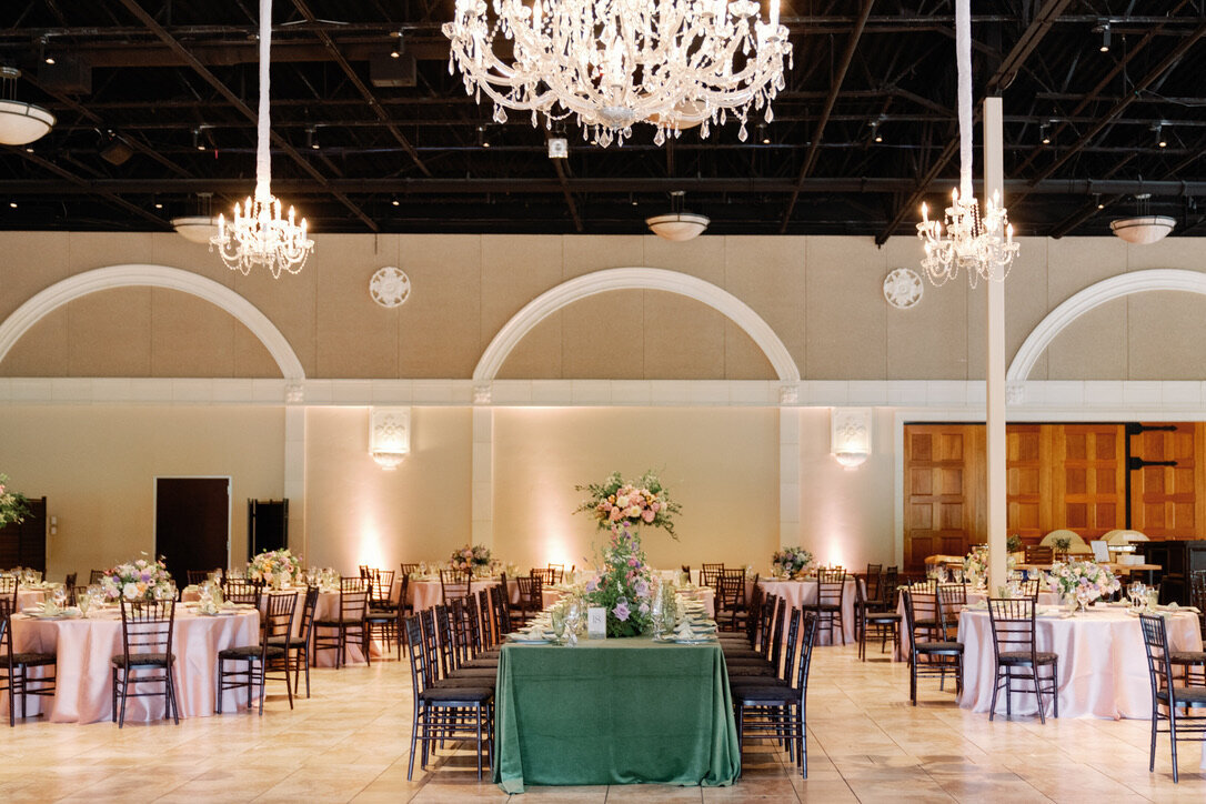 chandeliers , Bridgeton theme wedding, wedding flowers, pink, apple velvet linens , garden wedding