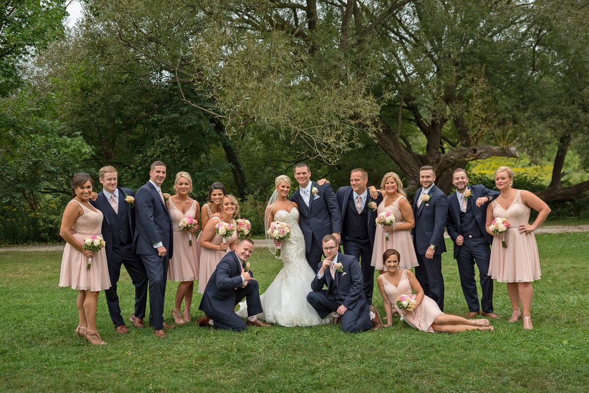 Bridal wedding party group at Frontier Park Erie PA.