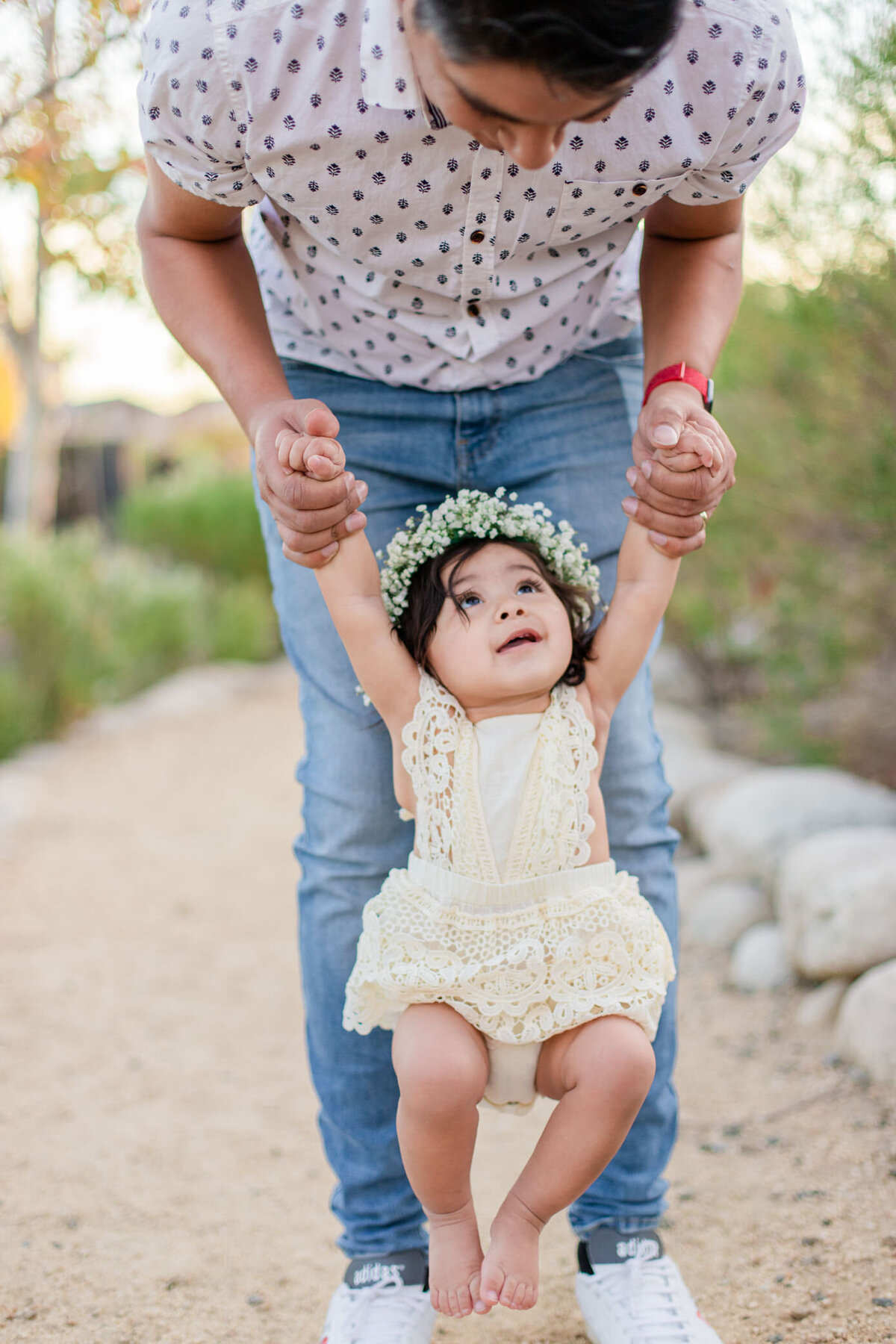 dad walking with daughter