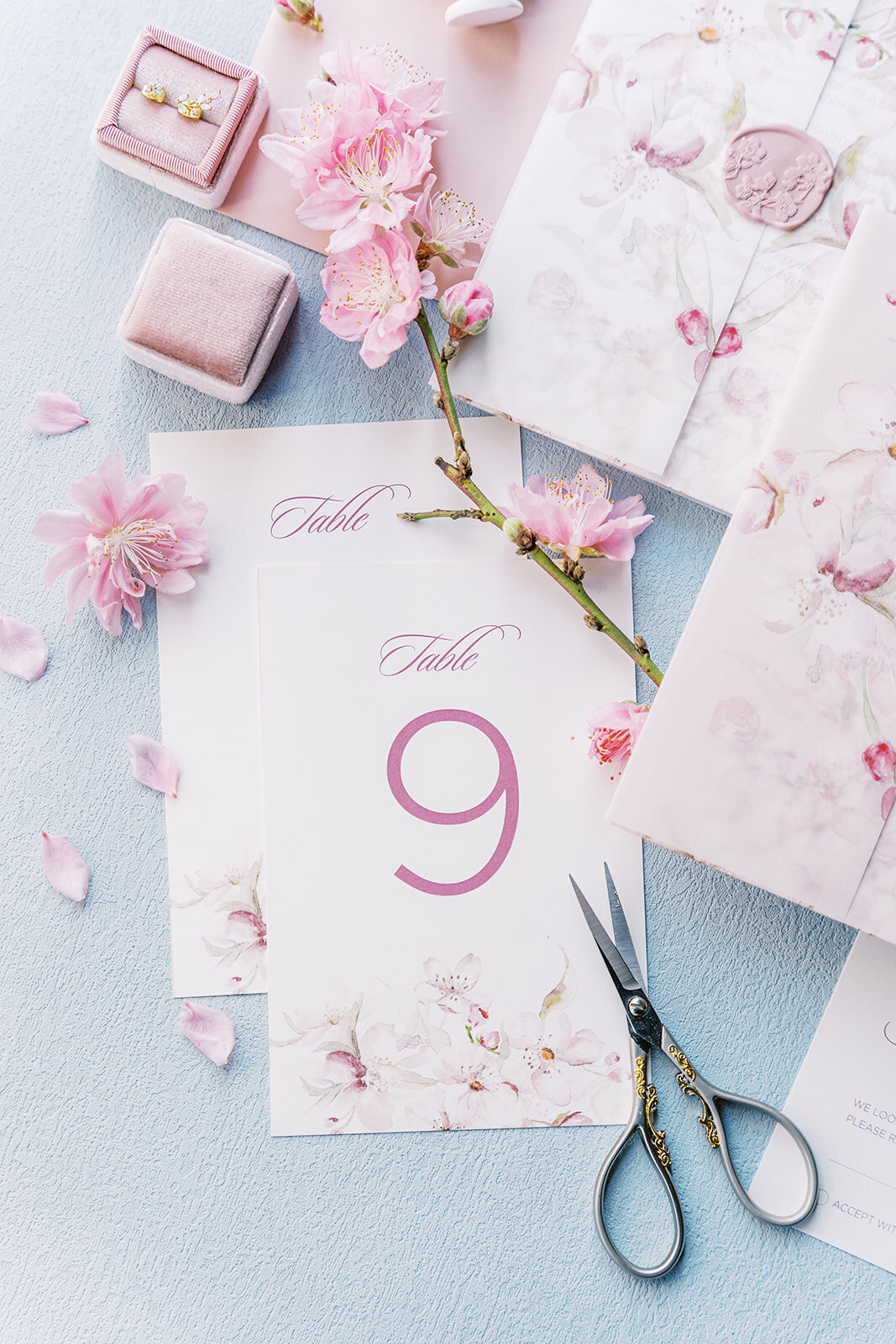 Cherry blossom pink wedding invitation 9