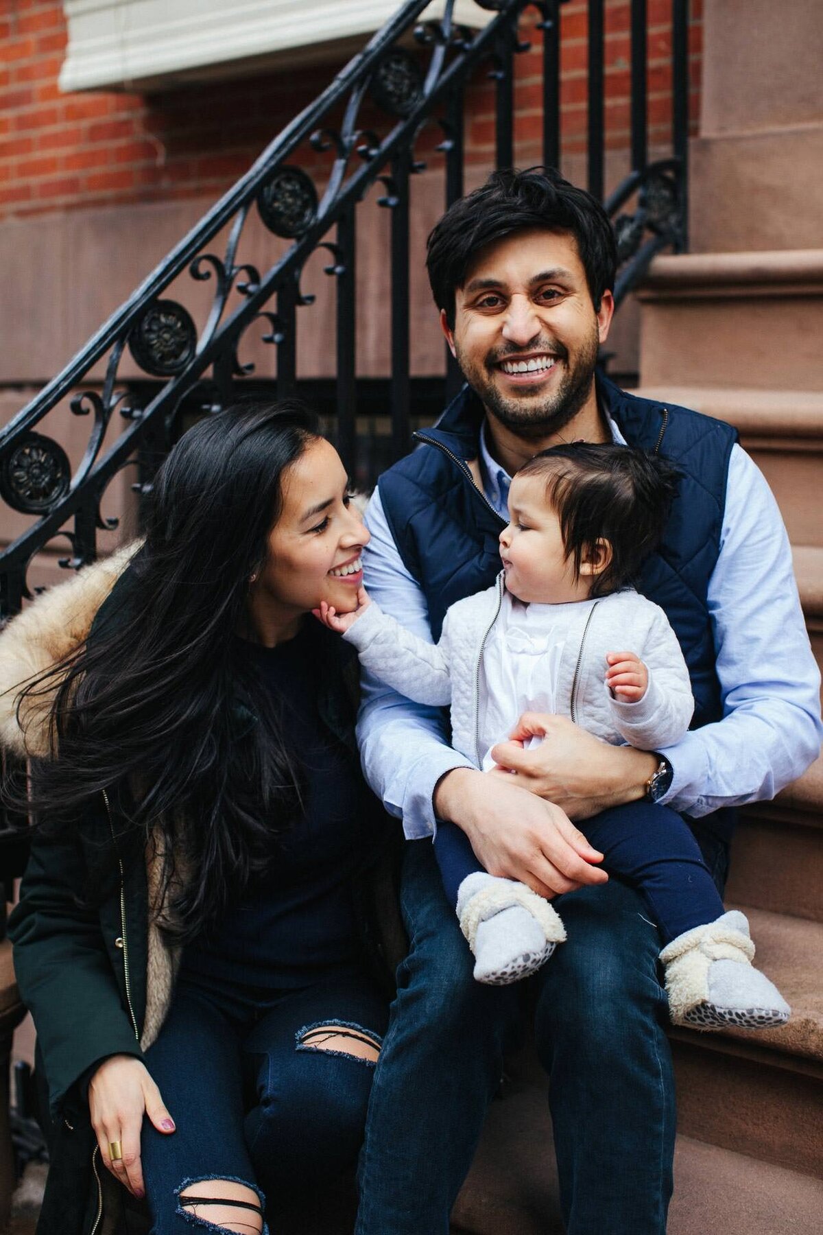 nyc family portrait session in greenwich village on stoop