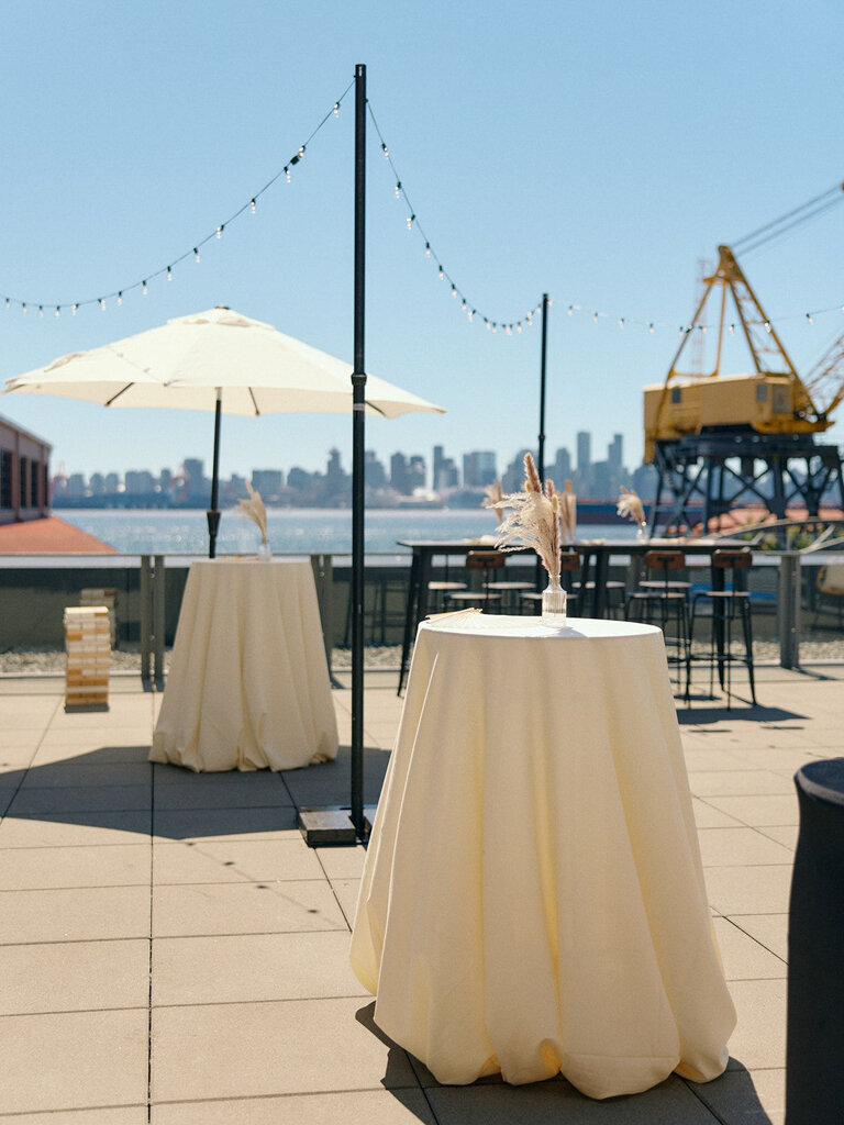 Beautiful outdoor wedding ceremony at The Wallace Venue, a historic venue in The Shipyards of North Vancouver, featured on the Brontë Bride Vendor Guide.