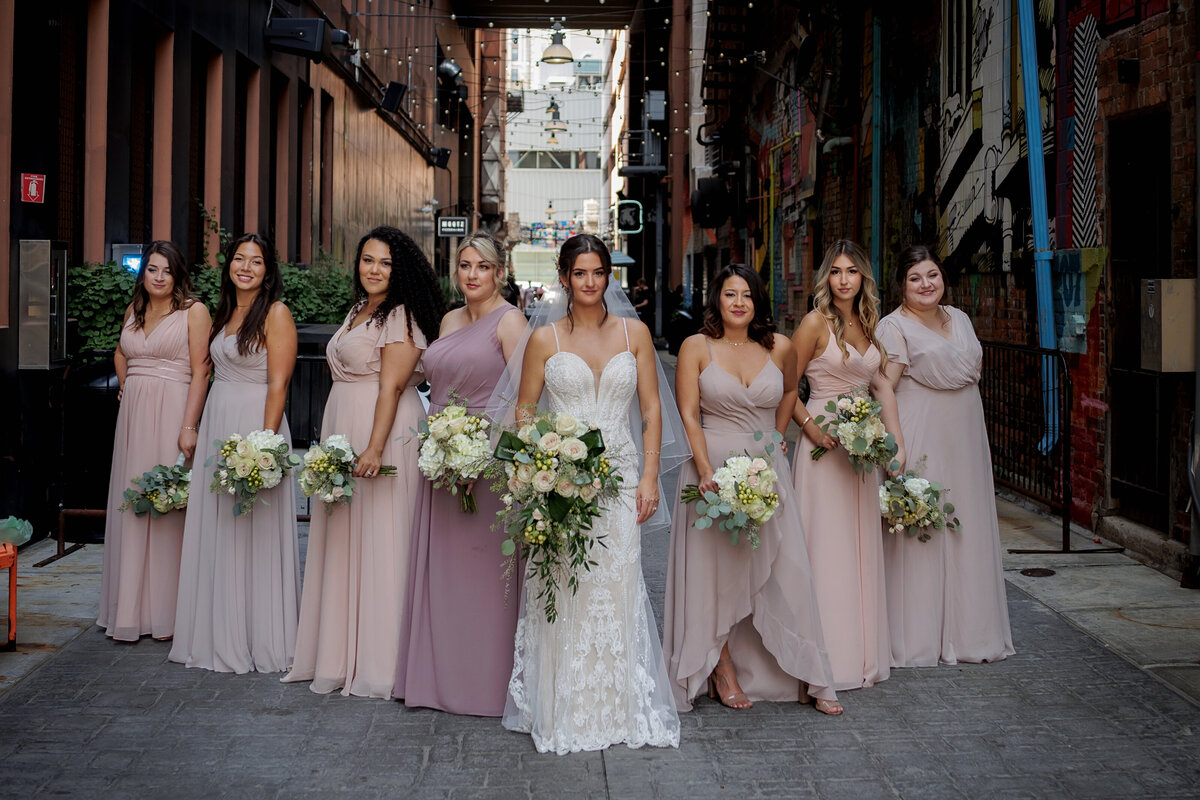 bridesmaids in detroit alley