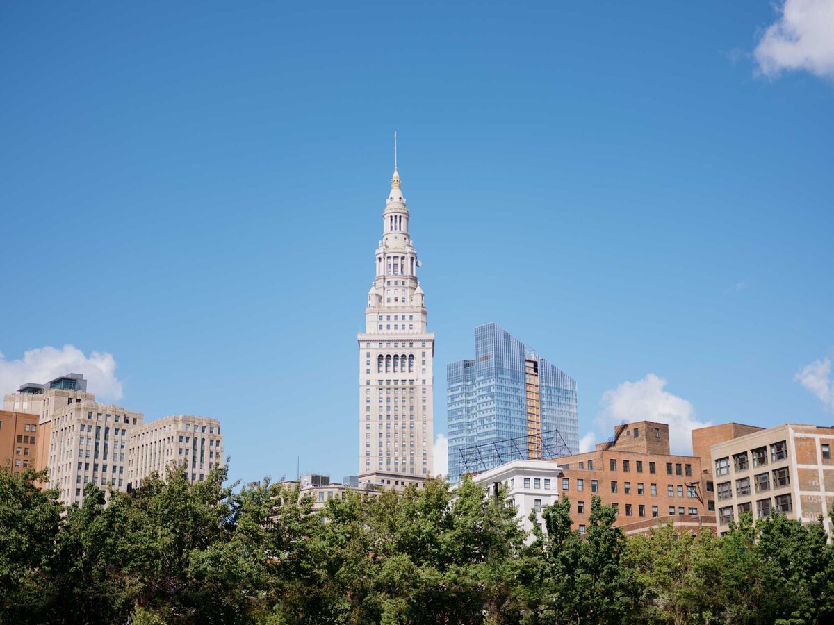 View of Cleveland skyline from The Indigo Hotel