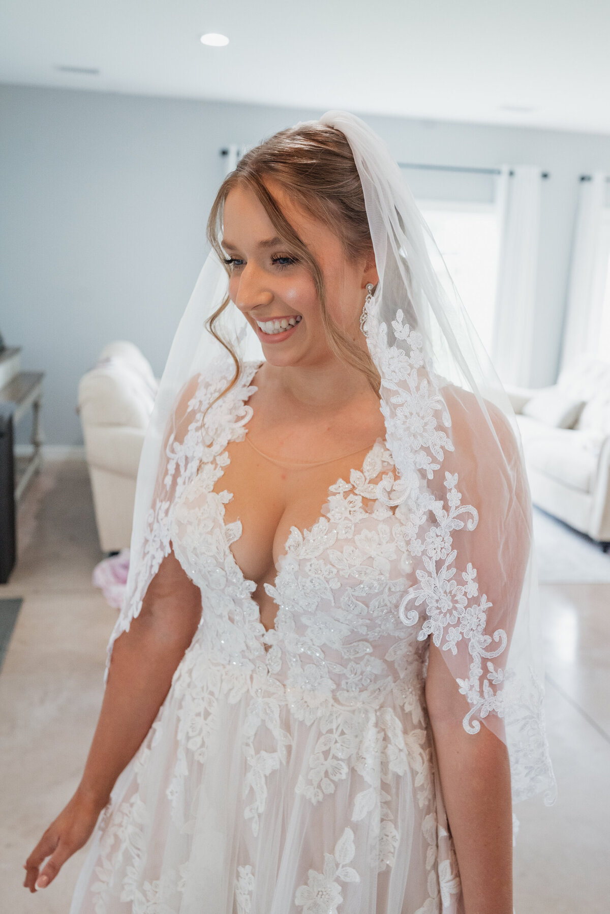 First look on wedding day 