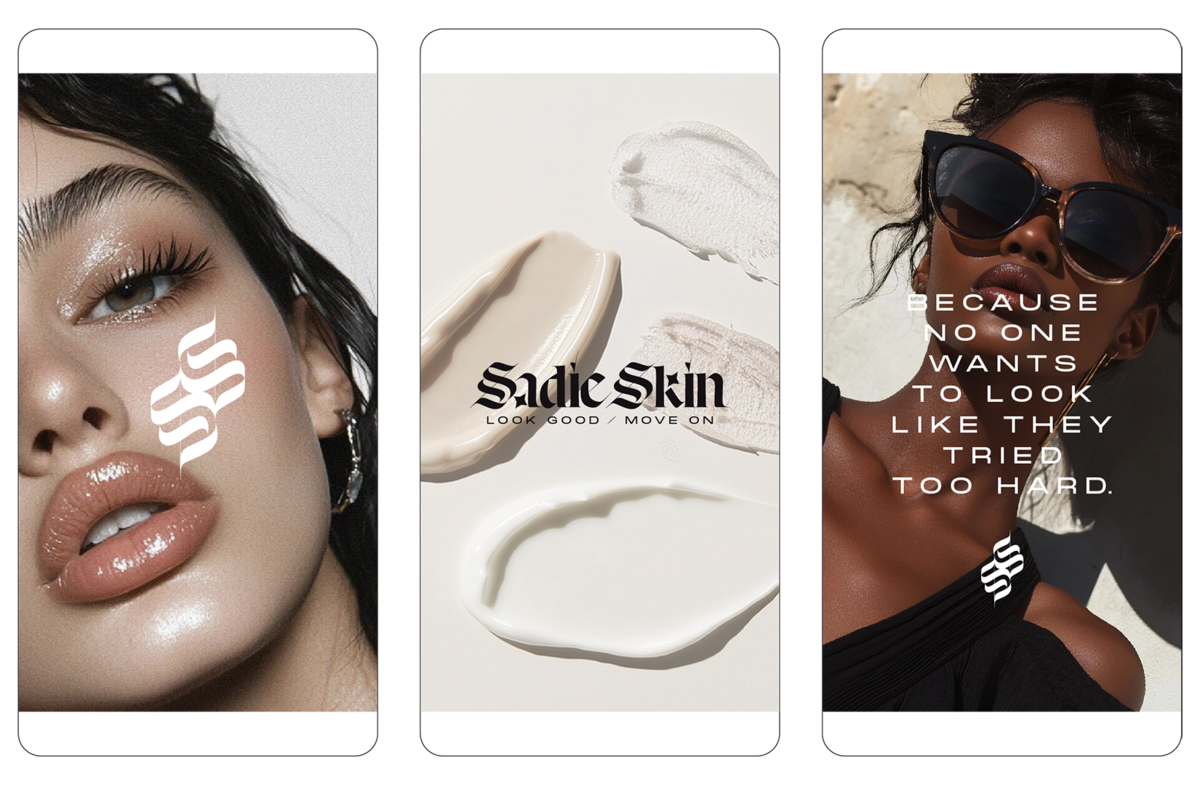 iphone mockups of sadie skin social media designs