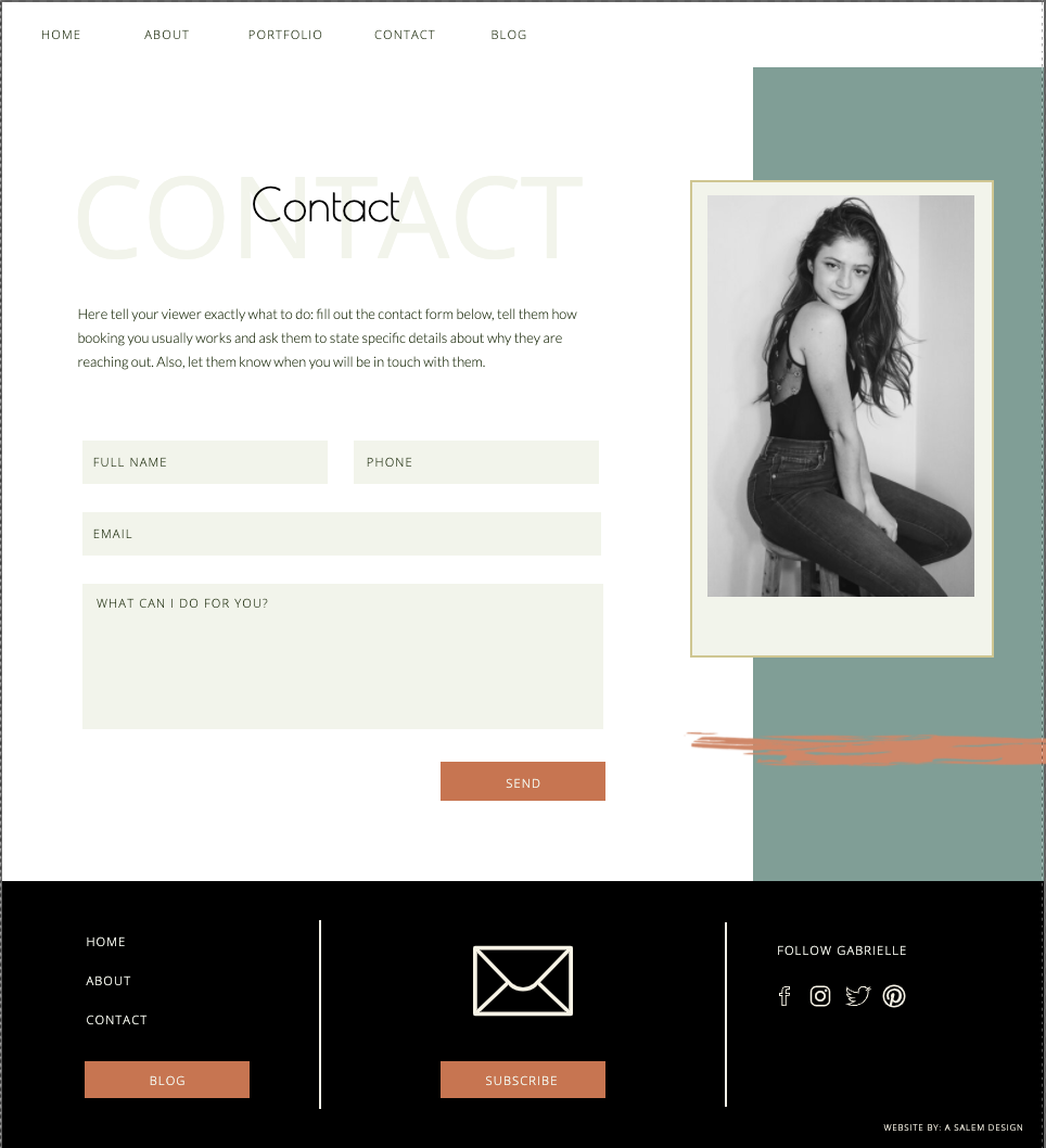 contact page modeling website template