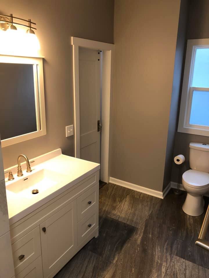 Remodeled modern bathroom in Manhattan, KS
