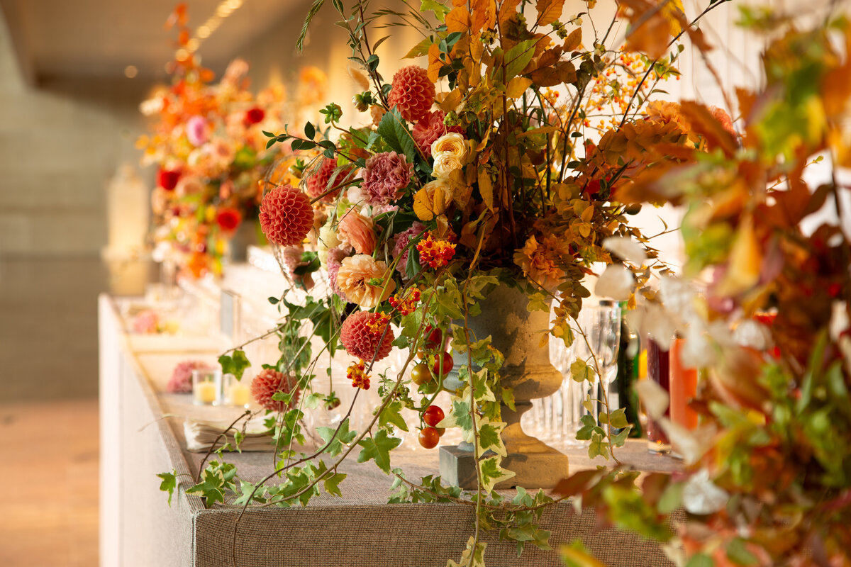 Fall floral arrangement at The Met wedding