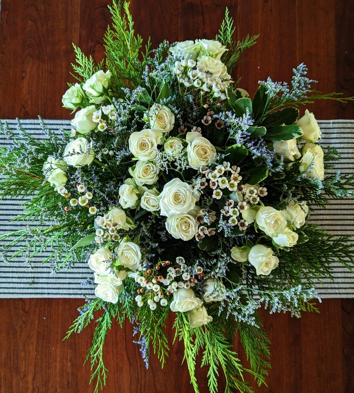 casket flower spray for funeral white