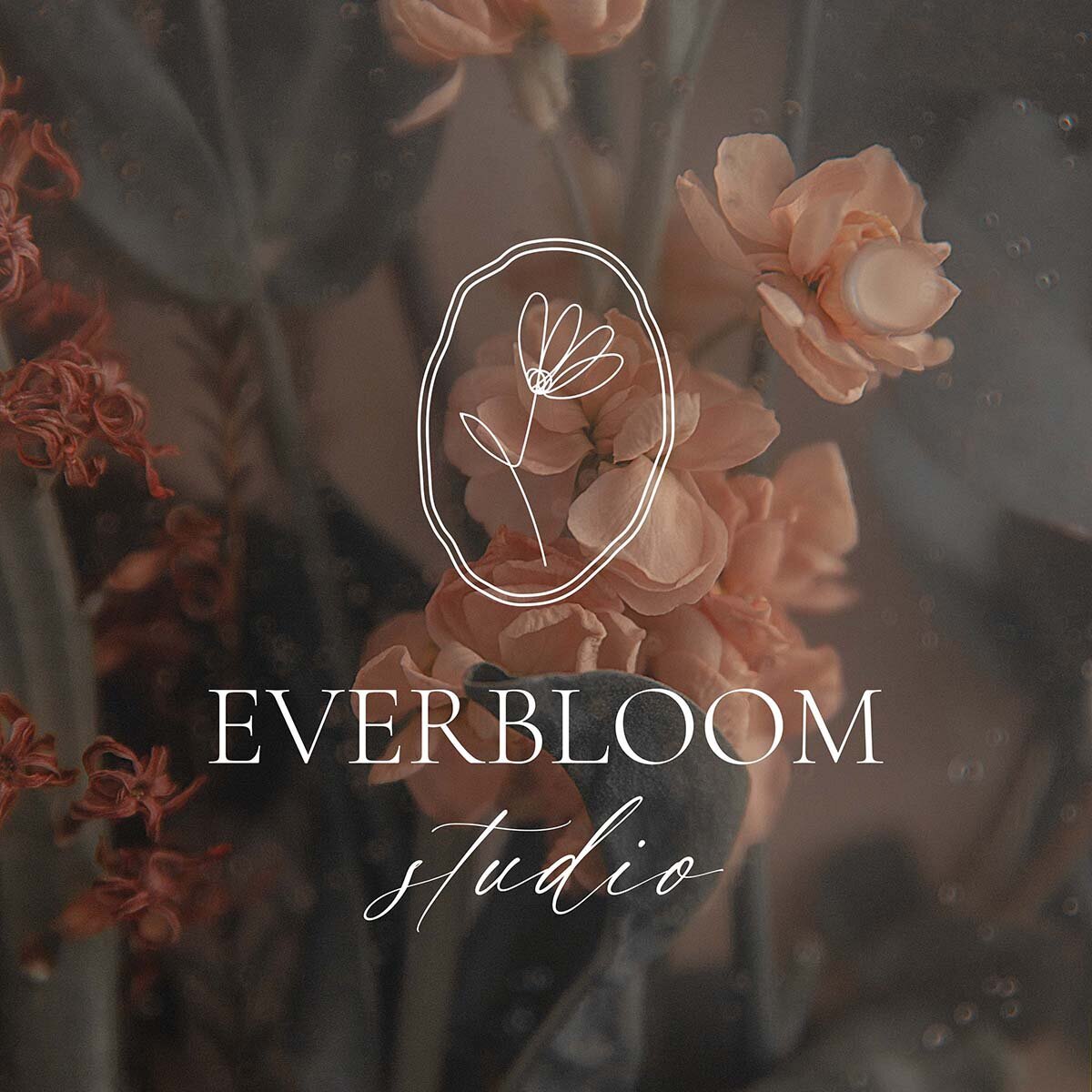 Everbloom Studio floral brand identity design with feminine flower logo