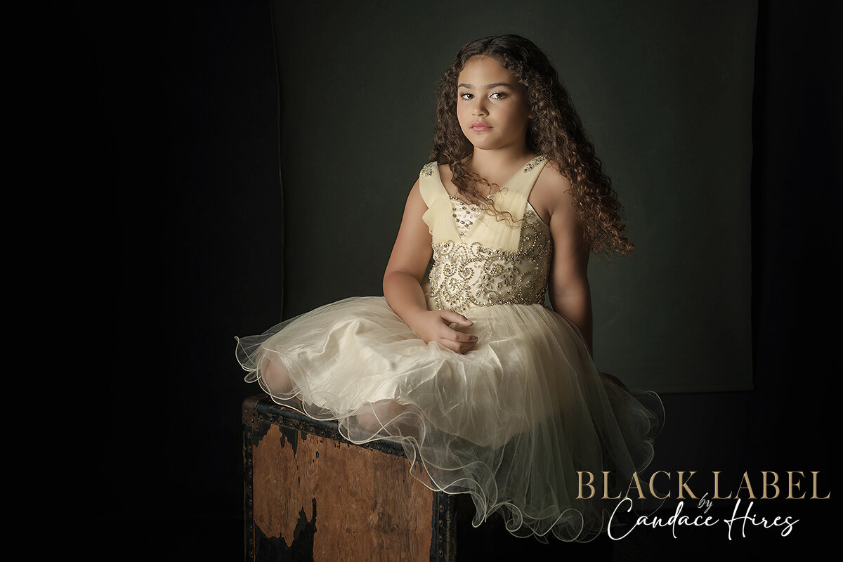 luxury portrait session with a tween girl in studio
