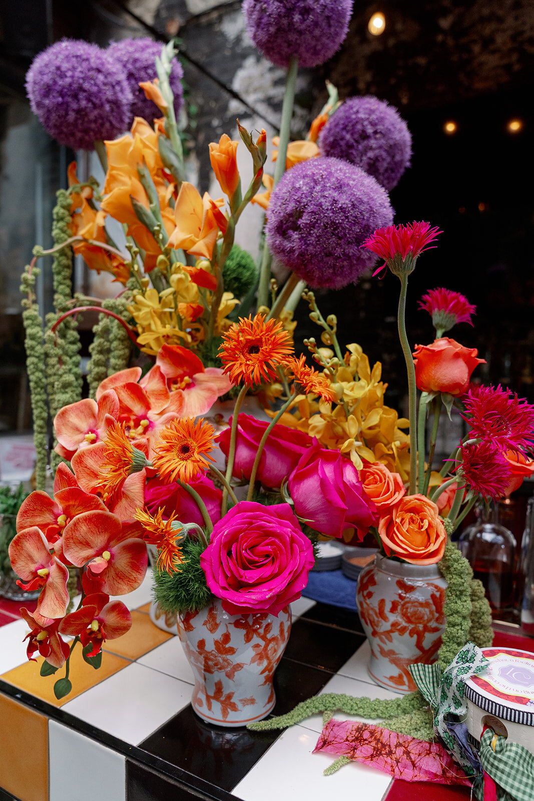 rainbow bold wedding flower color story