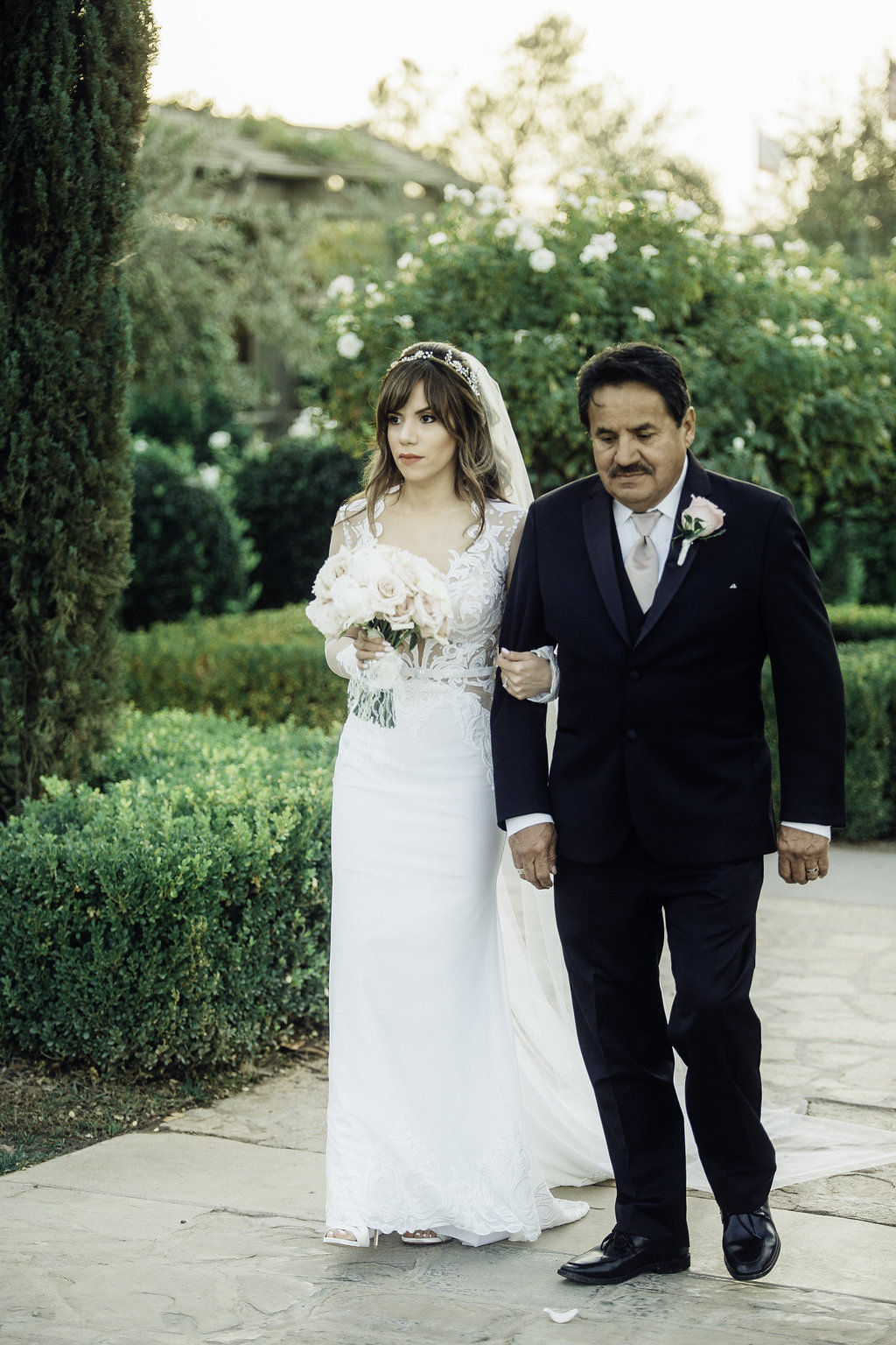Wedding Photograph Of Father And Bride in White Dress Los Angeles