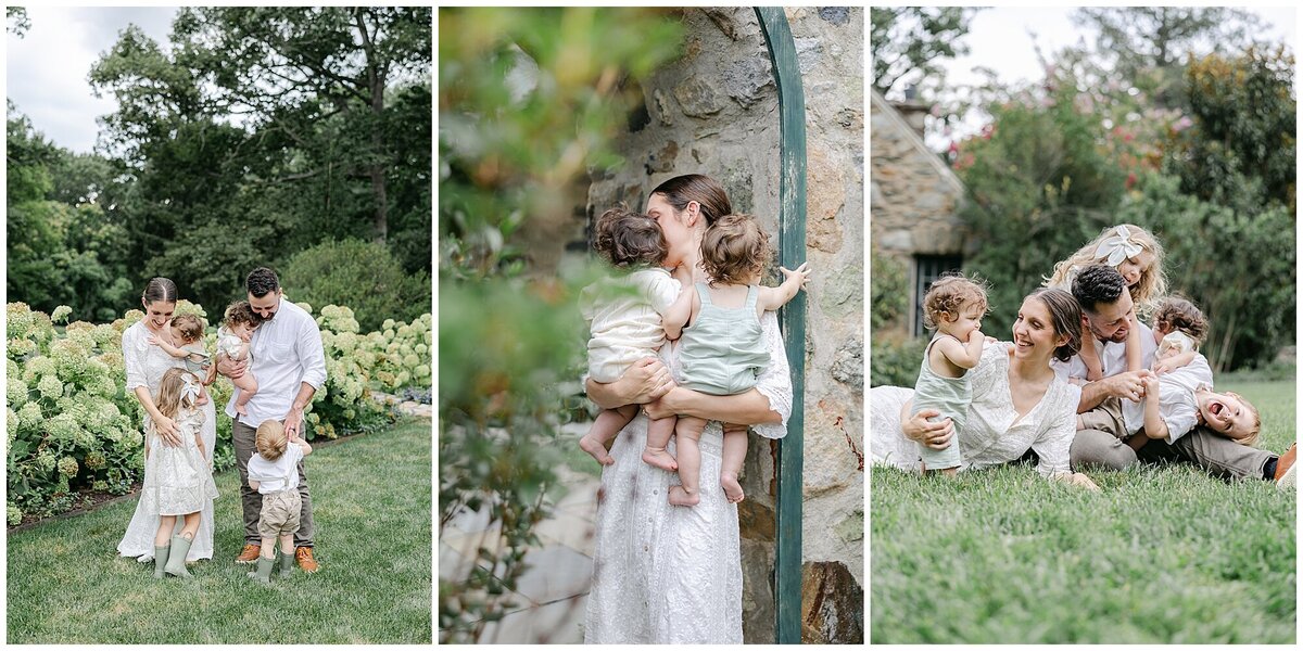 family of 6 in outdoor session by charlotte portrait photography studio chrissy winchester