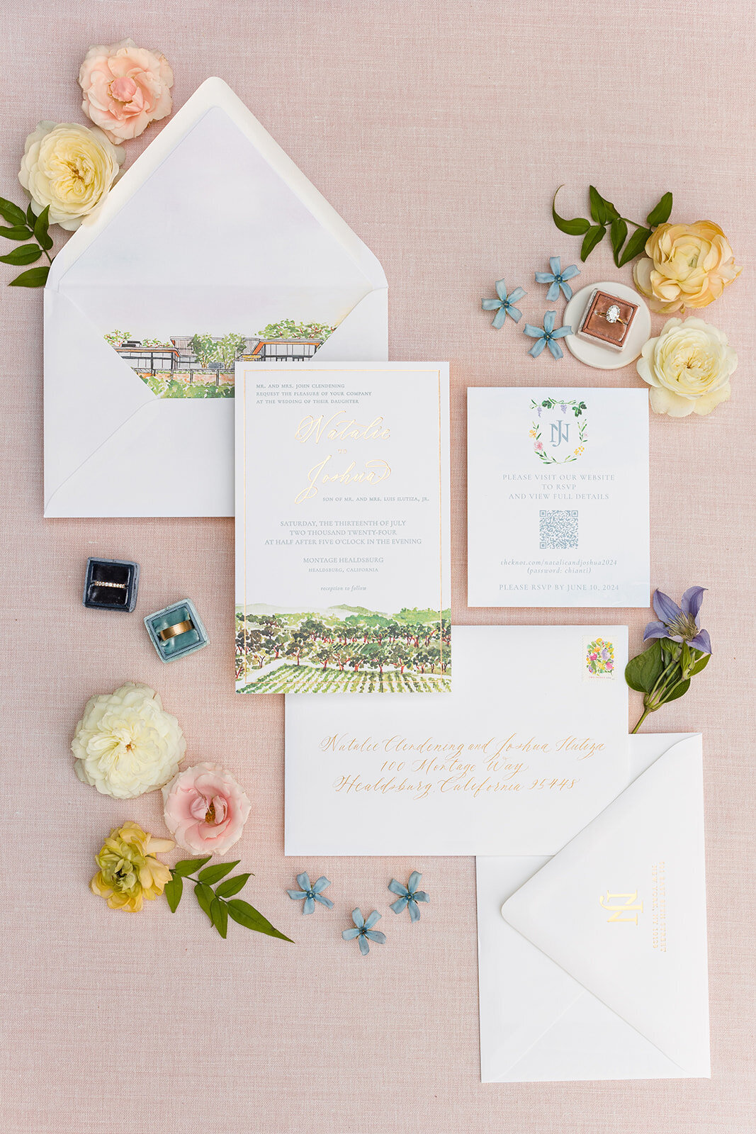 montage healdsburg custom wedding invitations watercolor