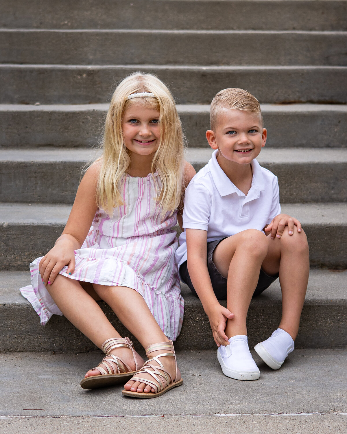 Kids sitting on the stairs