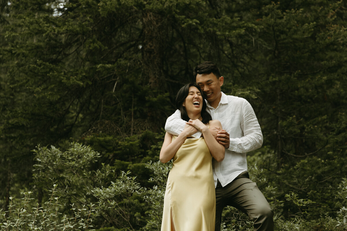 couple's engagement photo outside near calgary canada