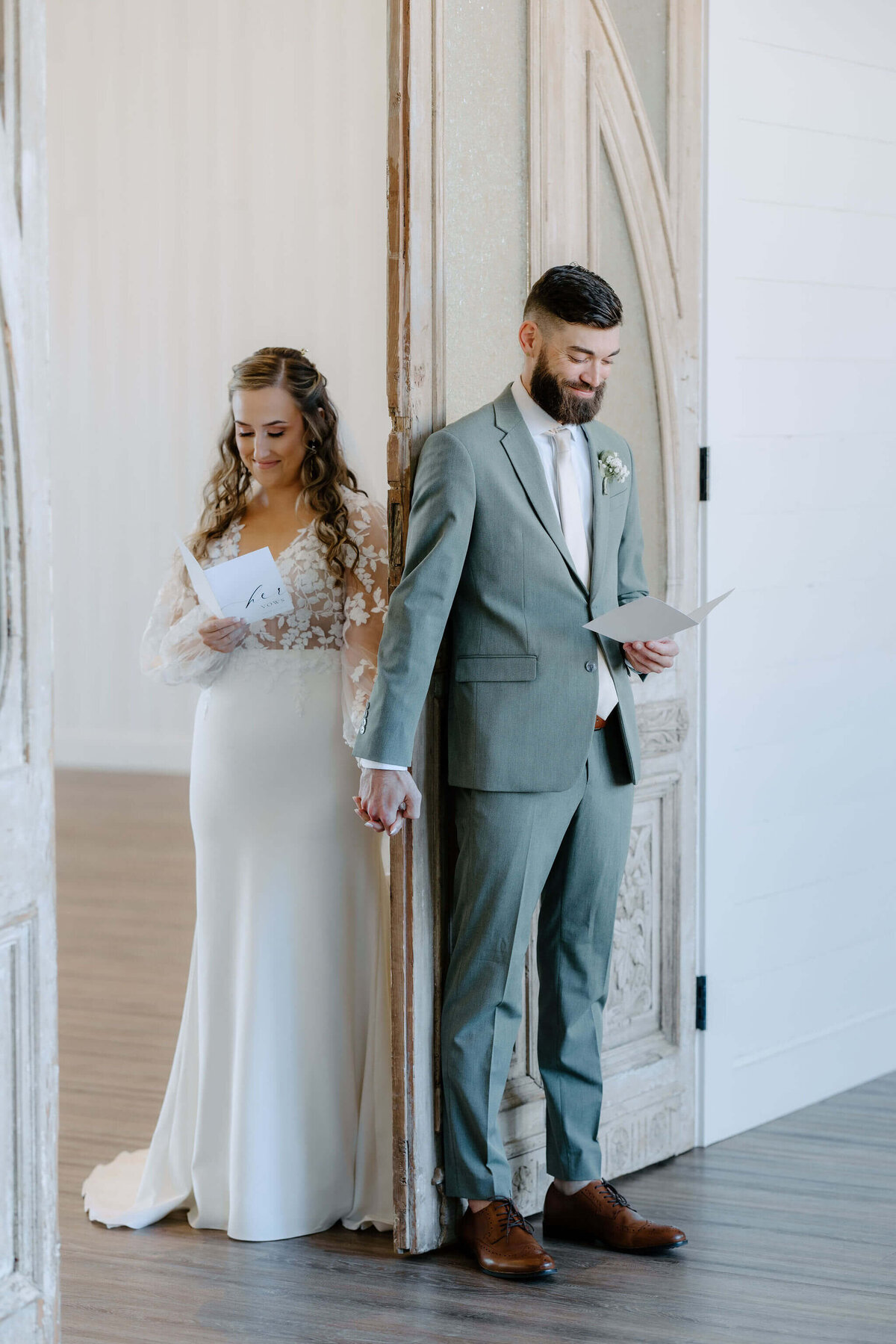 bride and groom sharing private vows