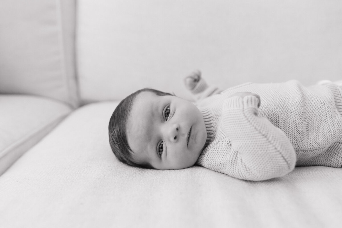 Black and white Indianapolis newborn photography portrait