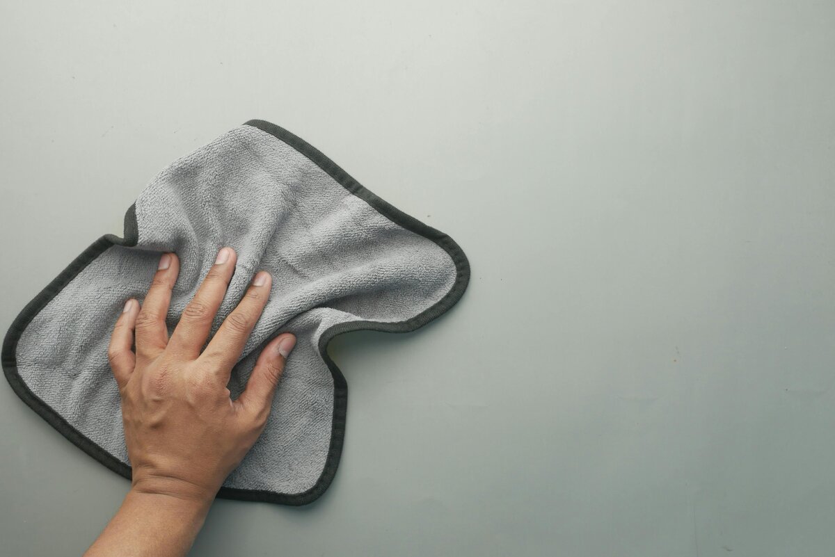 professional cleaning with microfiber towels